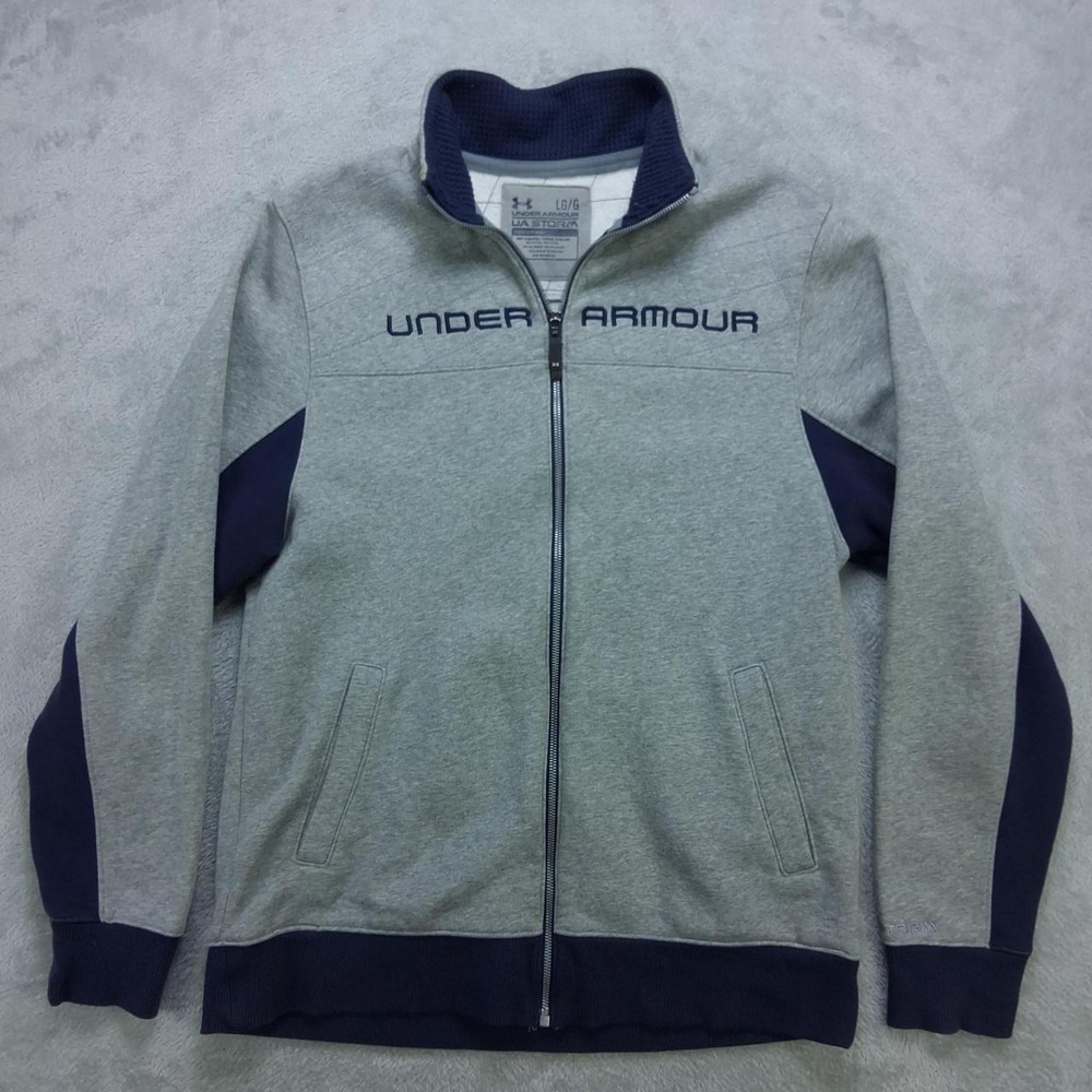 Under Armour UA Storm Mens Full Zip Jacket Gray Navy Fleece Large